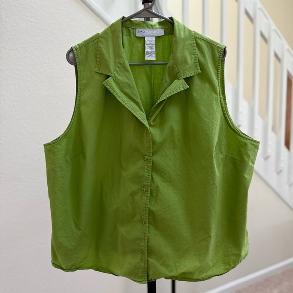 Vintage SAG HARBOR Summer Beautiful Green Sleeveless Top Women’s Plus Size 2X - Picture 7 of 11
